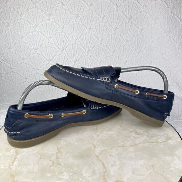 Sperry Top Sider Shoes Womens Size 9.5 Navy Blue Leather Conway Kiltie Loafers - Picture 10 of 12
